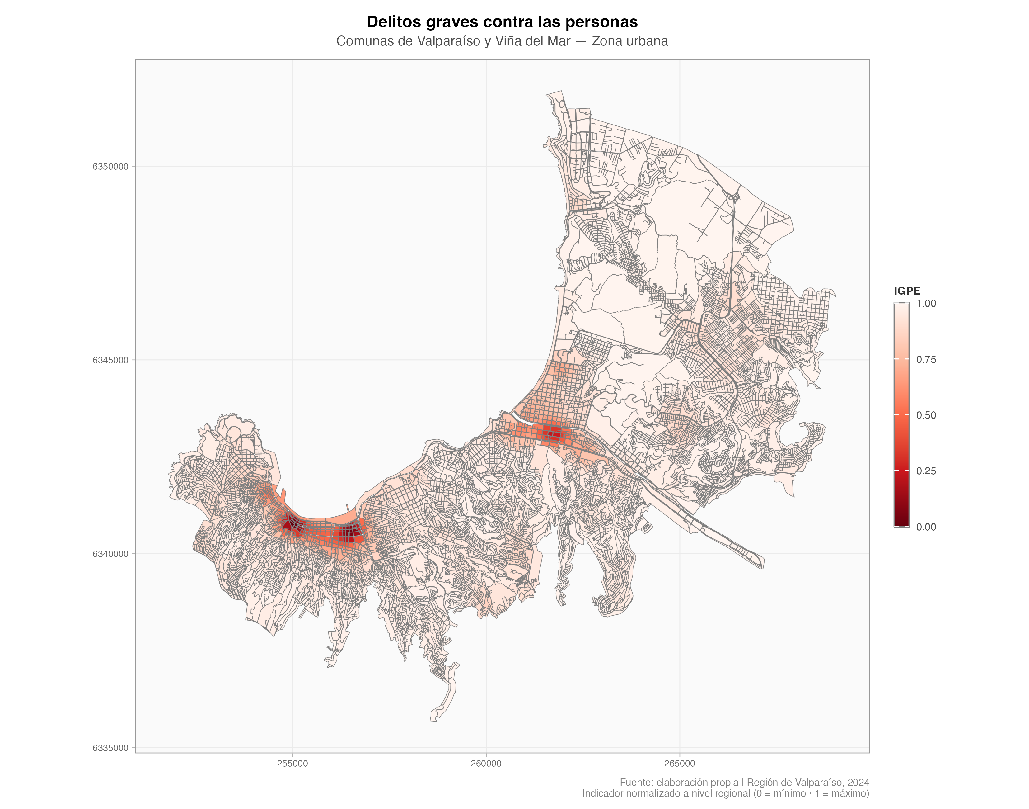 Mapa de indicador IGPE por manzana censal
