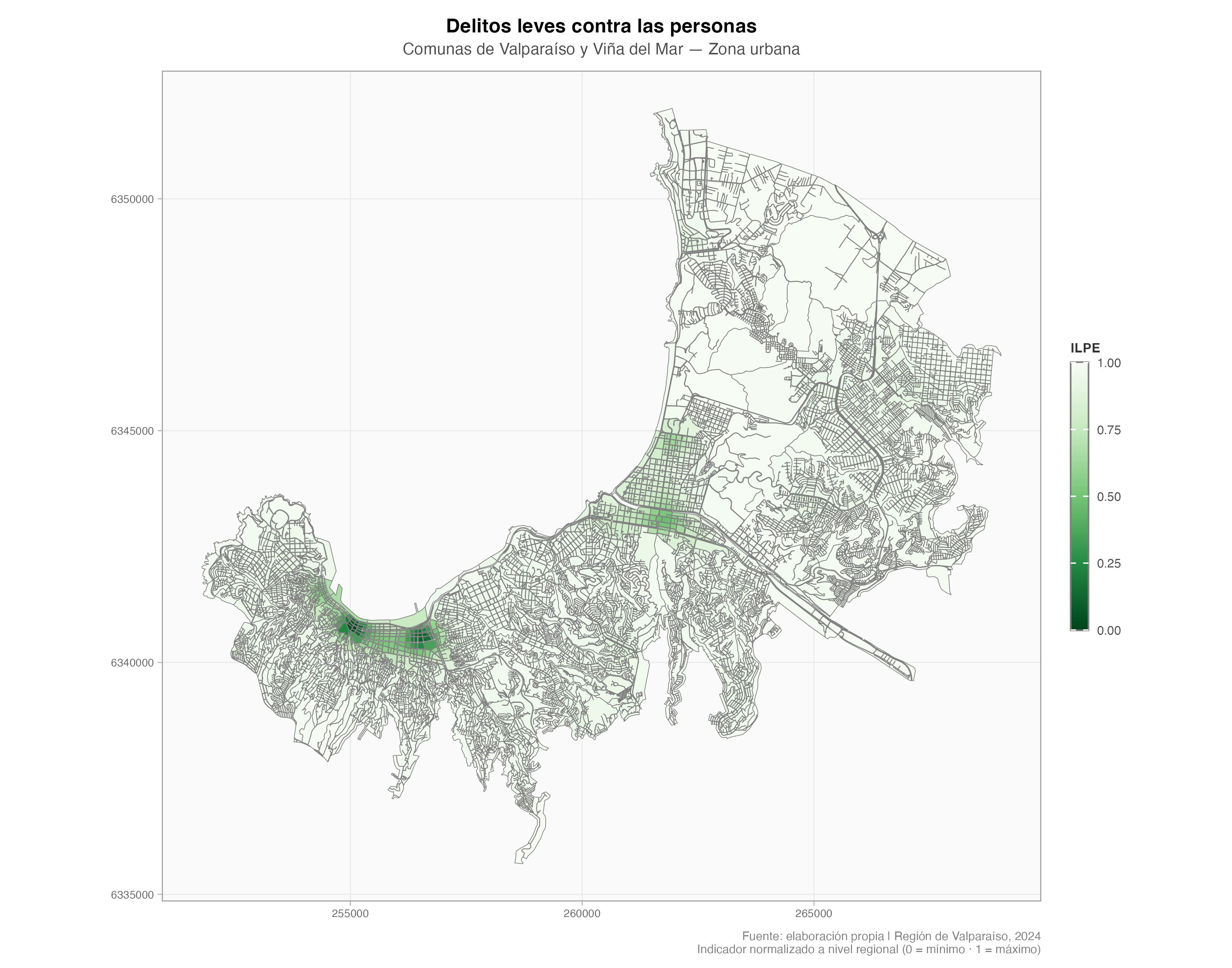Mapa de indicador ILPE por manzana censal